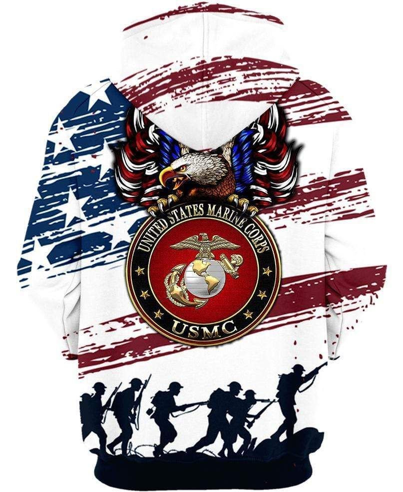 Unifinz USMC Vateran Hoodie US Marine Corps Veteran American Flag Soldiers Hoodie Veteran Apparel 2022
