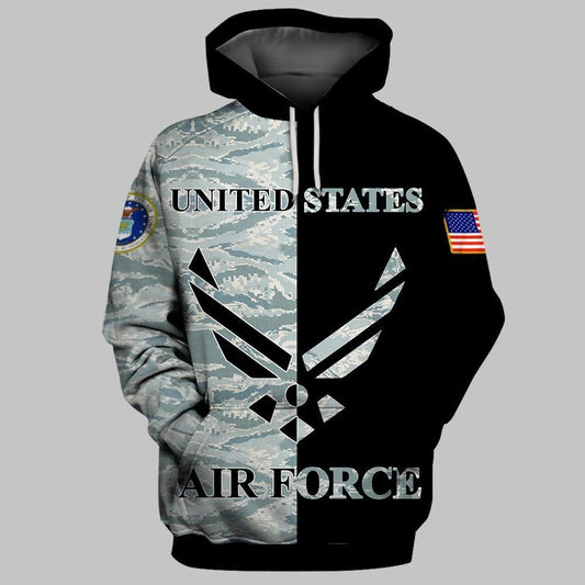 Unifinz Veteran Hoodie United States Air Force Veteran Logo Black Grey Hoodie Veteran Apparel 2022