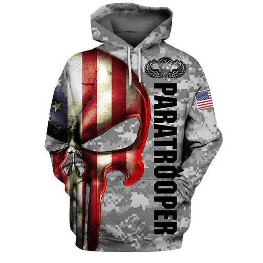 Unifinz Air Force Veteran Apparel Camo Air Force Papatrooper American Flag Skull Hoodie Veteran Apparel 2022