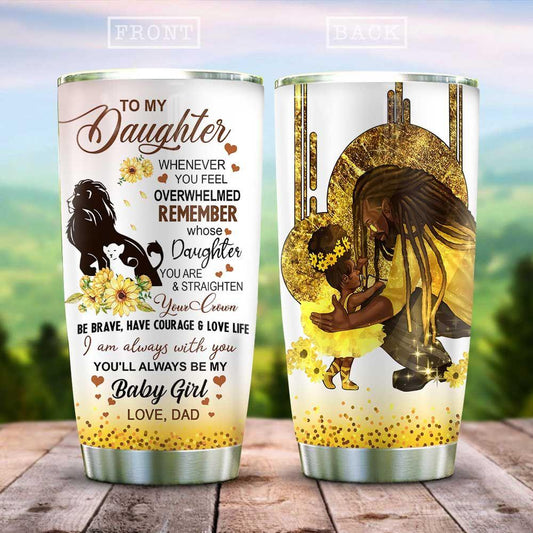 Unifinz Black Father And Daughter Tumbler Cup 20 oz Whenever You Feel Overwhelmed Tumbler 20 oz Father Travel Mug 2022