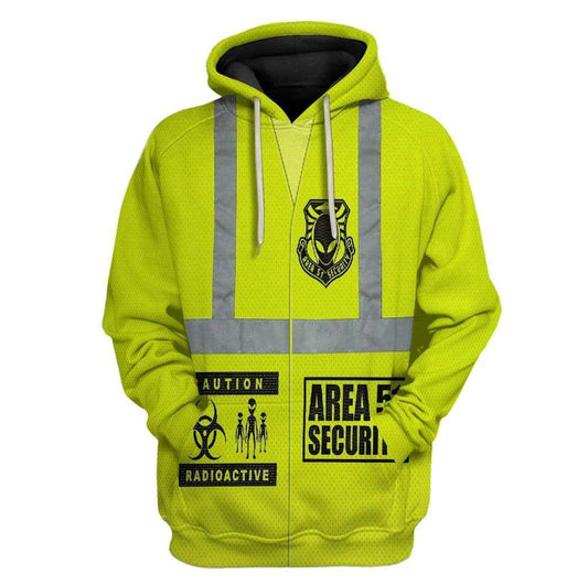 Unifinz Alien Hoodie Area 51 Security Uniform Costume Yellow Hoodie Apparel Adult Unisex Full Print 2022