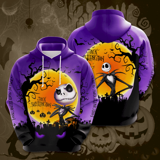  Nightmare Before Christmas Hoodie Jack Skellington Halloween Night Purple Hoodie Full Print Full Size