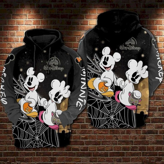 Halloween Hoodie DN Halloween Hoodie Minnie And MM Ghost Hallloween Black Hoodie MM Hoodie