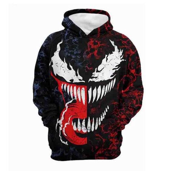 MV Hoodie Venom Hoodie Venom And Carnage Half Face Red Black Hoodie
