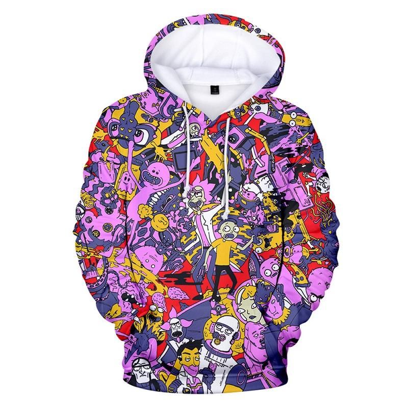  Rick And Morty Hoodie Rick And Morty Characters Purple Hoodie Apparel Adult Unisex Colorful