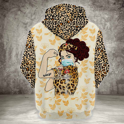 Unifinz Nurse Hoodie Nurse Life Leopard Pattern Yellow Hoodie Nurse Day Gift Nurse Apparel 2022