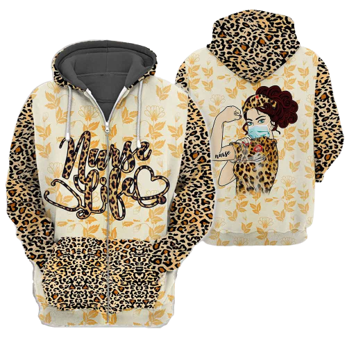 Unifinz Nurse Hoodie Nurse Life Leopard Pattern Yellow Hoodie Nurse Day Gift Nurse Apparel 2022