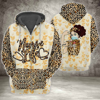 Unifinz Nurse Hoodie Nurse Life Leopard Pattern Yellow Hoodie Nurse Day Gift Nurse Apparel 2022