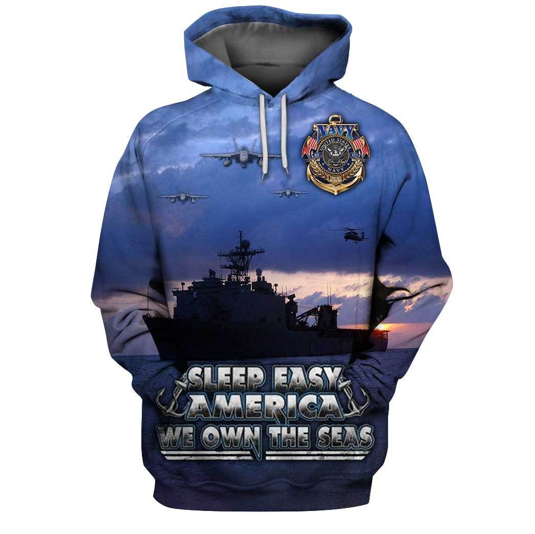 Unifinz Navy Veteran Hoodie Sleep Easy America We Own The Seas Hoodie Veteran Apparel 2022