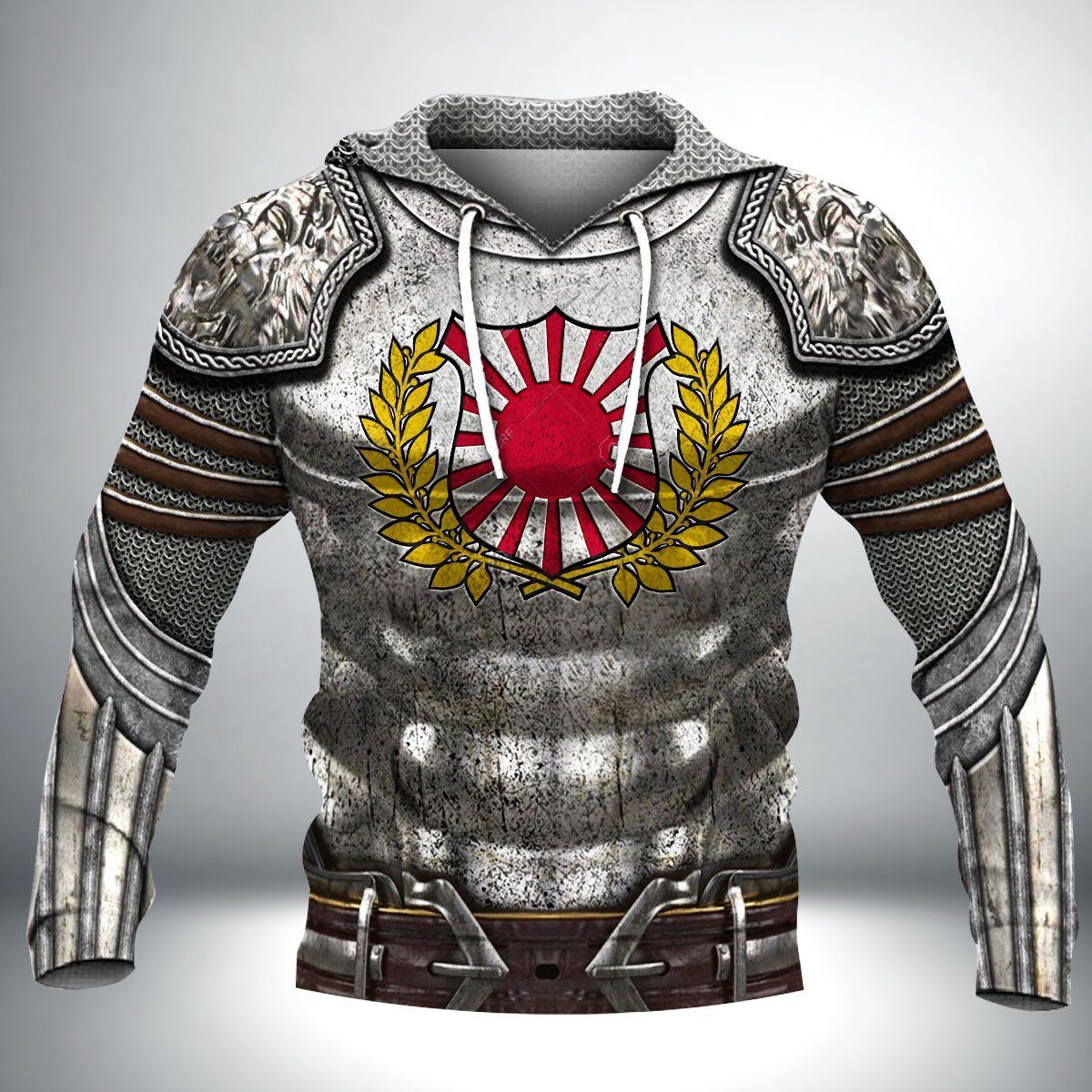  Japan Hoodie Japan Armor Rising Sun Grey Hoodie Adult Full Print