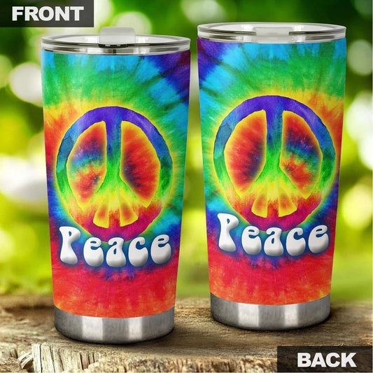  Hippie Tumbler 20 Oz Peace Symbol Tie Dye Colorful Tumbler Cup 20 Oz Travel Mug