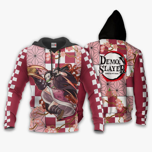 Unifinz Demon Slayer Hoodie Nezuko Fighting Demon Slayer Logo Pink Hoodie Demon Slayer Apparel 2022