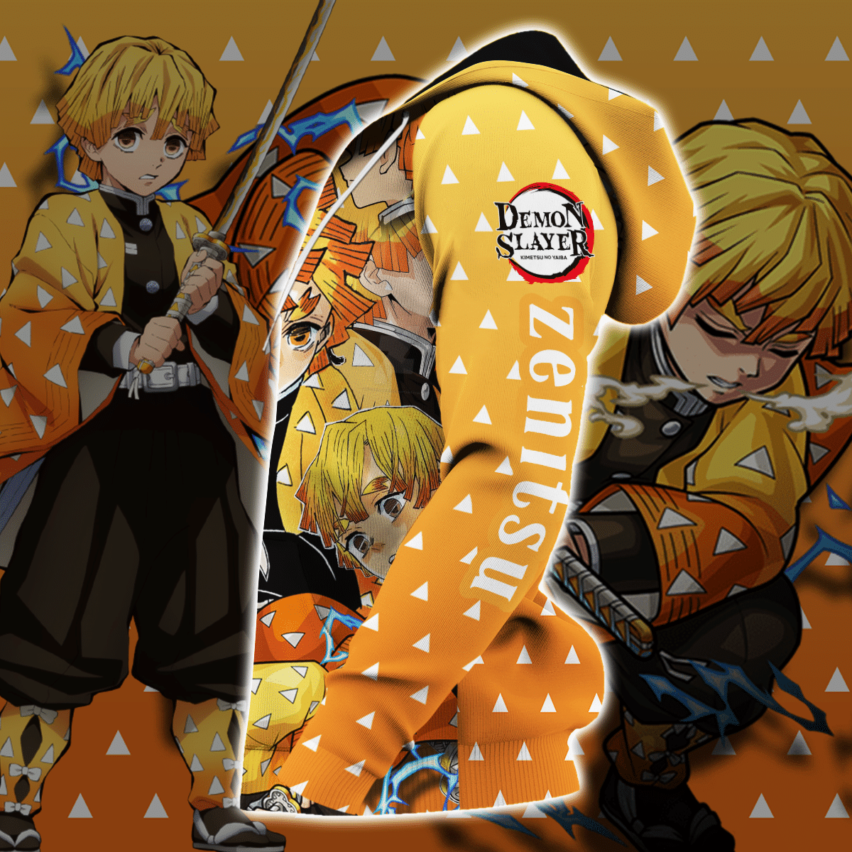 Unifinz Demon Slayer Hoodie Zenitsu Agatsuma Yellow Kimetsu No Yaiba Zip Hoodie Demon Slayer Apparel 2022