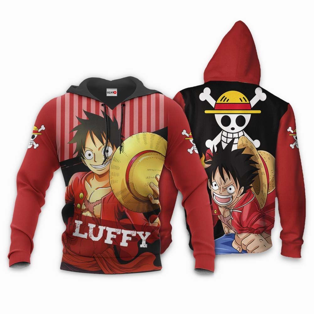  One Piece Hoodie One Piece Symbol Monkey D Luffy Red Hoodie Anime Clothing Adult Full Size