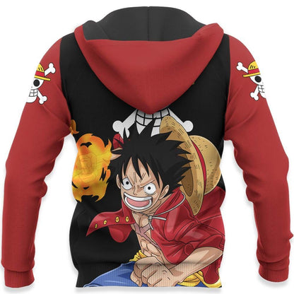  One Piece Hoodie One Piece Symbol Monkey D Luffy Red Hoodie Anime Clothing Adult Full Size
