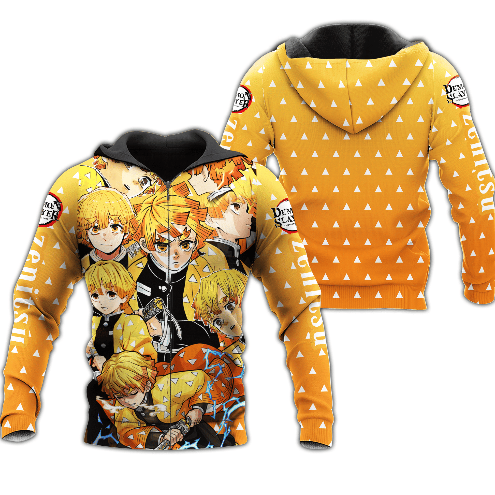 Unifinz Demon Slayer Hoodie Zenitsu Agatsuma Yellow Kimetsu No Yaiba Zip Hoodie Demon Slayer Apparel 2022