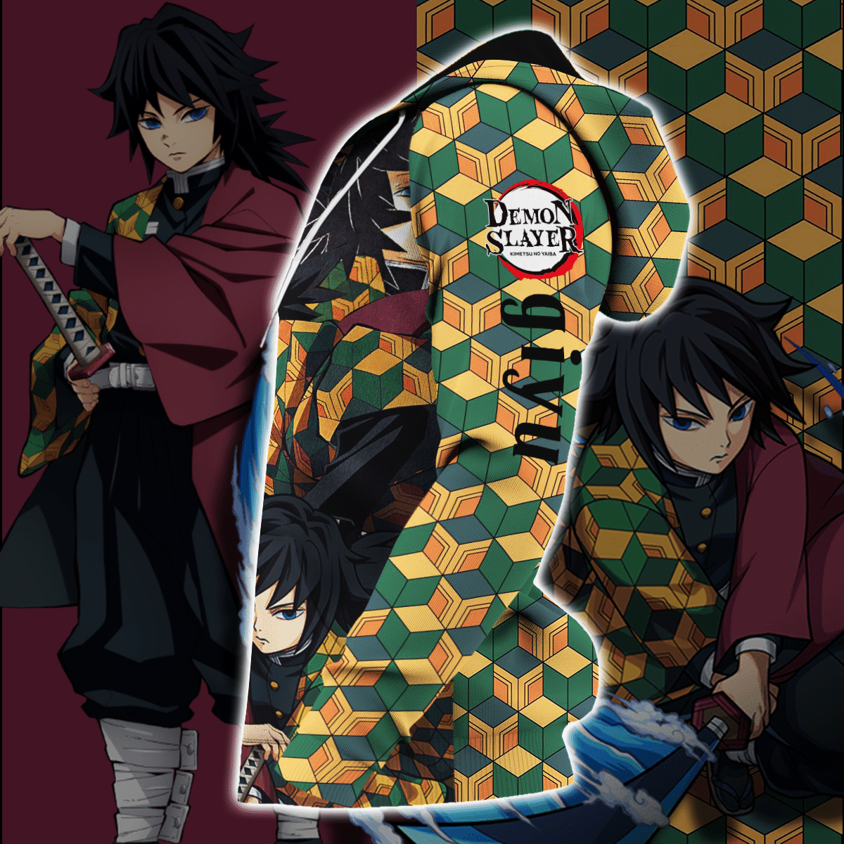 Unifinz Demon Slayer Hoodie Giyu Tomioka Uniform Kimetsu No Yaiba Zip Hoodie Demon Slayer Apparel 2022