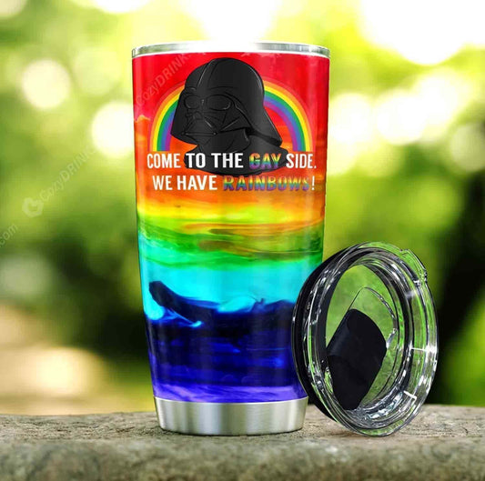 Unifinz LGBT Darth Vader Tumbler 20 oz Come To The Gay Side We Have Rainbow Tumbler LGBT Tumbler Cup 2022