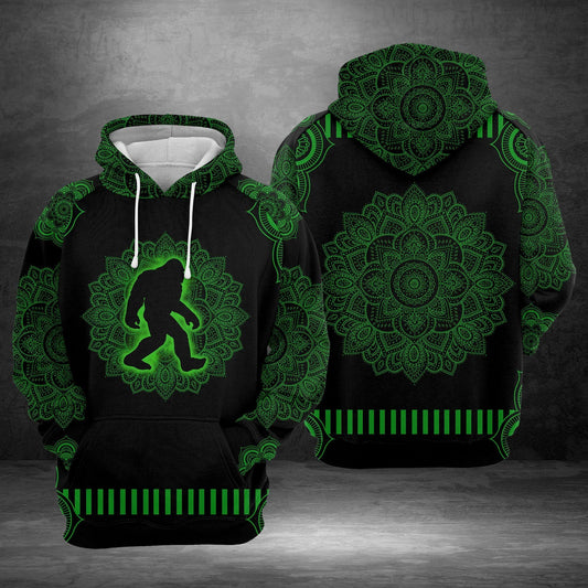 Unifinz Bigfoot Hoodie Bigfoot Green Mandala Pattern Hoodie Apparel Adult Full Print 2022