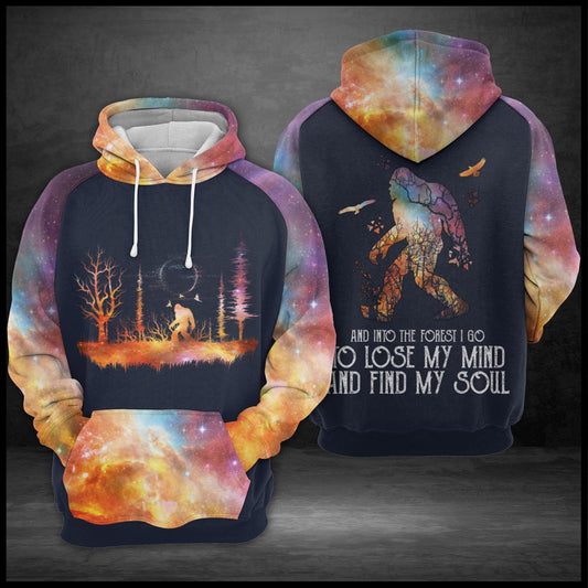 Unifinz Bigfoot Hoodie Into The Forest I Go To Lose My Mind To Find My Soul Pink Galaxy Hoodie Apparel Adult Full Size 2022