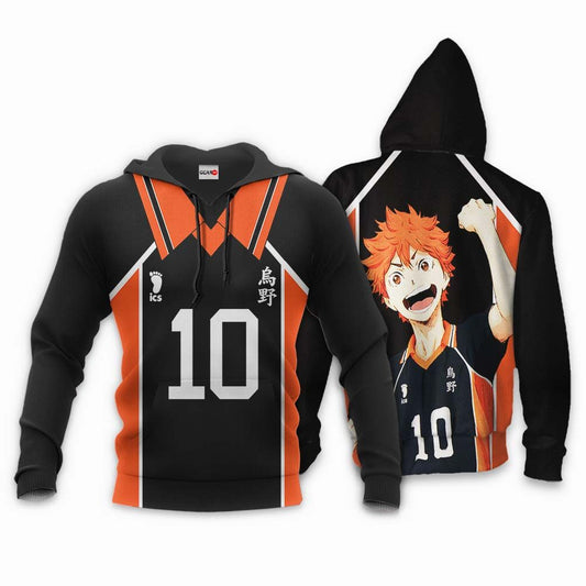  Haikyuu T-shirt Shoyo Hinata Karasuno Number 10 Orange Black Shirt Haikyuu Hoodie Adult Colorful Full Print