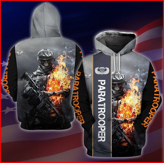 Unifinz Air Force Veteran Apparel Fire Soldier Paratrooper Black Hoodie Air Force Apparel Veteran Hoodie 2022