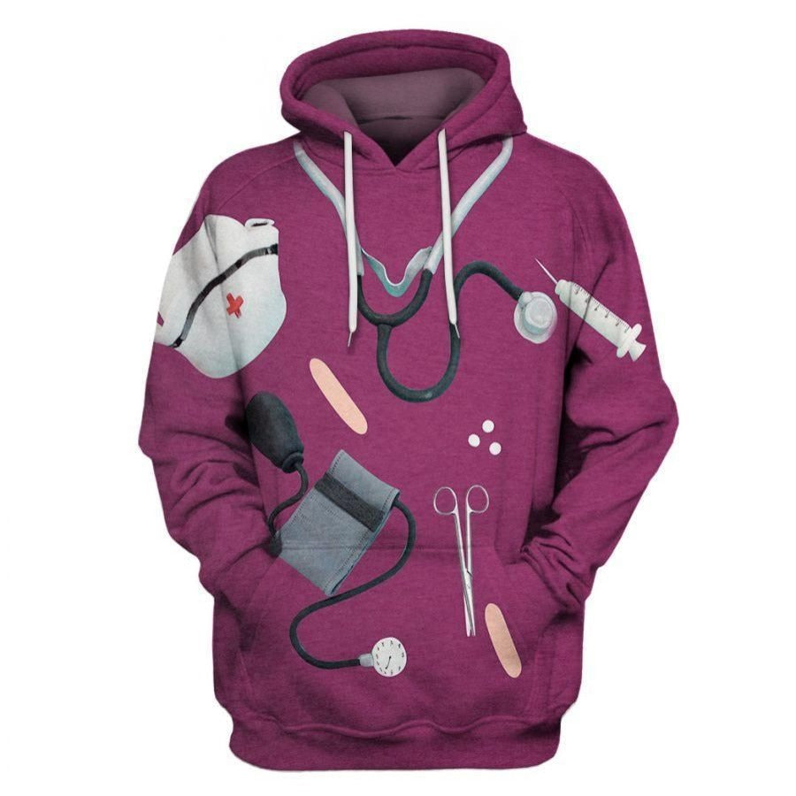 Unifinz Nurse Hoodie Nurse Stethoscopes Bandage Dark Purple Hoodie Nurse Apparel Nurse Day Gift 2022