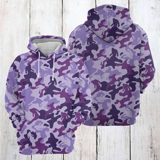 Unifinz Bigfoot Hoodie Bigfoot Purple Camo Pattern Hoodie Apparel Adult Full Print 2022