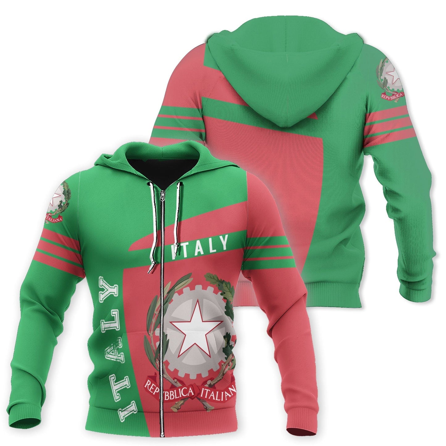  Italy Hoodie Italy Repubblica Italiana Gazzetta Ufficiale Green Pink Hoodie Apparel Adult Unisex