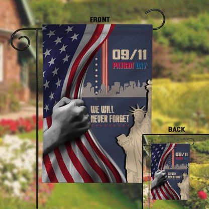 Patriot Day Garden Flag September 11th Flag 9/11 Patriot Day We Will Never Foget Blue Garden Flag