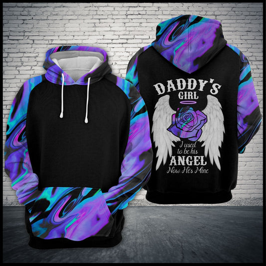 Unifinz Father Memorial Hoodie Daddy's Girl I Used To Be His Angel Now He Is Mine Hoodie Father Memorial Apparel 2022