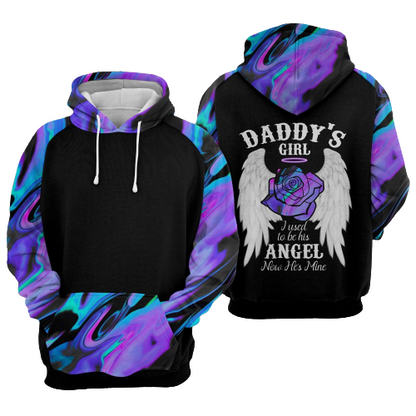 Unifinz Father Memorial Hoodie Daddy's Girl I Used To Be His Angel Now He Is Mine Hoodie Father Memorial Apparel 2022