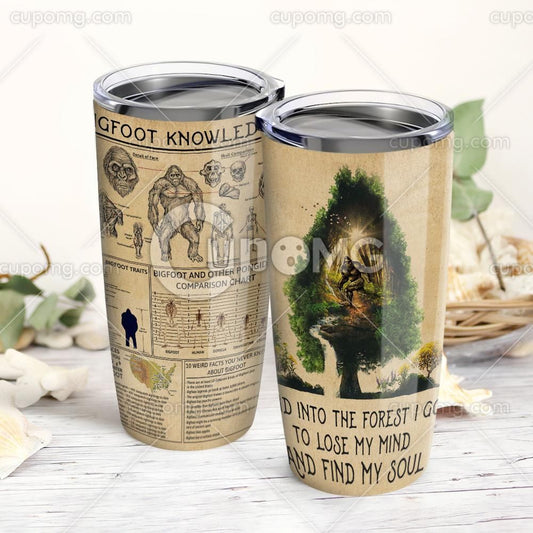 Unifinz Bigfoot Tumbler 20 oz Bigfoot Knowledge And Into The Forest I Go Tumbler Cup 20 oz 2022