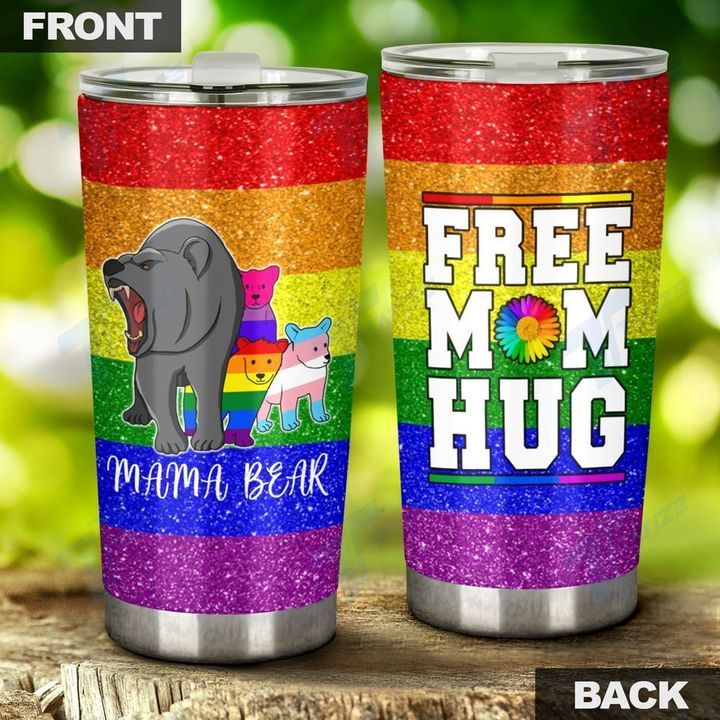 Unifinz LGBT Mom Tumbler 20 oz Mama Bear Free Mom Hug LGBT Support Tumbler LGBT Travel Cup 2022