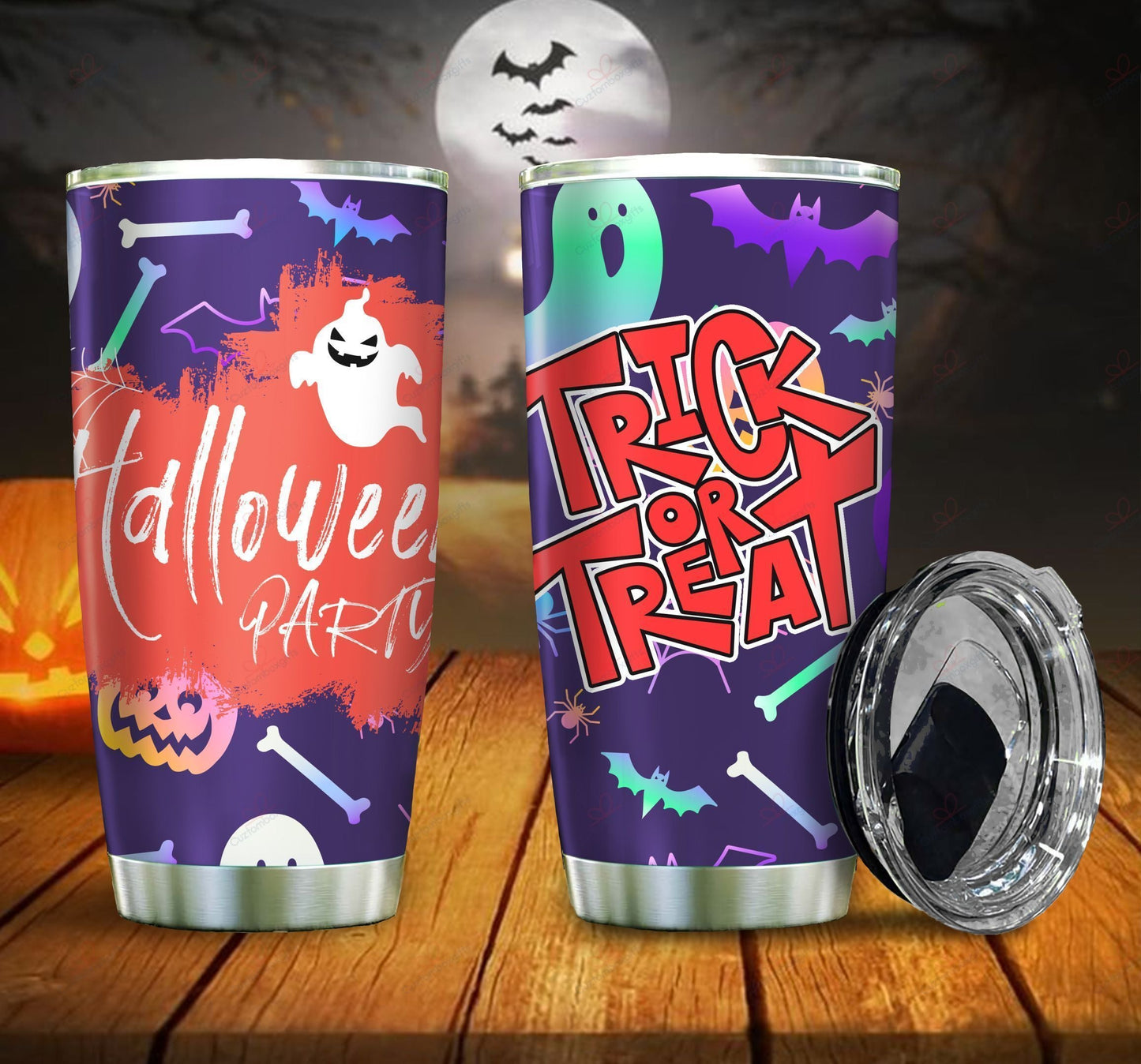 Halloween Tumbler Cup 20 Oz Halloween Party Trick Or Treat Blue Tumbler 20 Oz