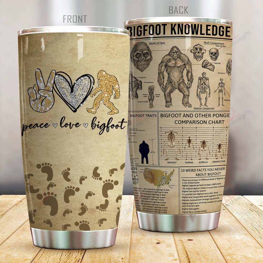 Unifinz Bigfoot Tumbler 20 oz Love Peace Bigfoot Knowledge Vintage Tumbler Cup 20 oz 2022