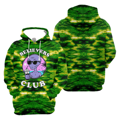 Unifinz Alien Hoodie Believer Club Sunglasses Alien Green Hoodie Appare Adult Full Print 2022