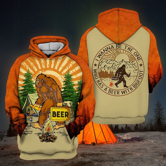 Unifinz Bigfoot Camping Hoodie Bigfoot Beer I Wanna Be The One Who Has A Beer With Bigfoot Hoodie Apparel 2022