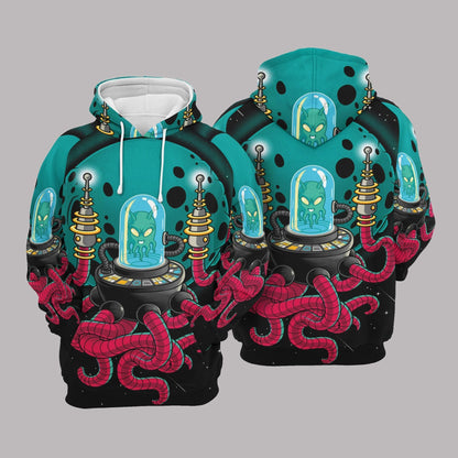 Unifinz Alien Hoodie Alien Tentacles Pink Blue Hoodie Apparel Adult Unisex Full Print 2022