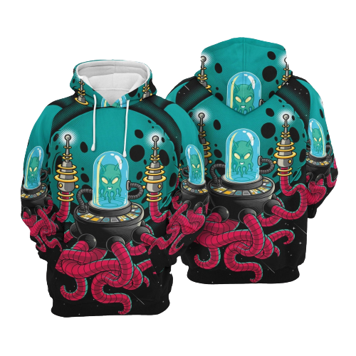 Unifinz Alien Hoodie Alien Tentacles Pink Blue Hoodie Apparel Adult Unisex Full Print 2022