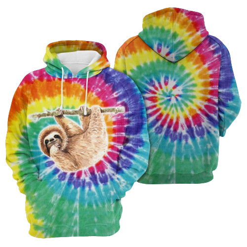  Sloth T-shirt Sloth Tie Dye Cute T-shirt Sloth Lover Hoodie Adult Colorful Full Print