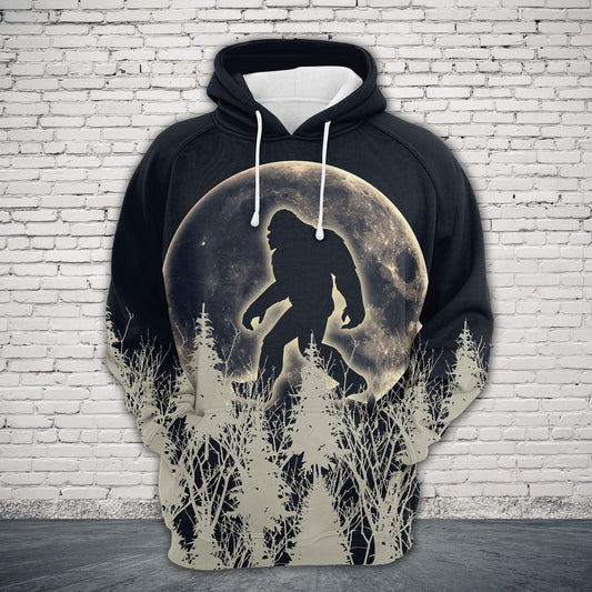 Unifinz Bigfoot Hoodie Bigfoot In The Forest Full Moon Hoodie Apparel Adult Full Size 2022