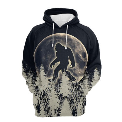 Unifinz Bigfoot Hoodie Bigfoot In The Forest Full Moon Hoodie Apparel Adult Full Size 2022