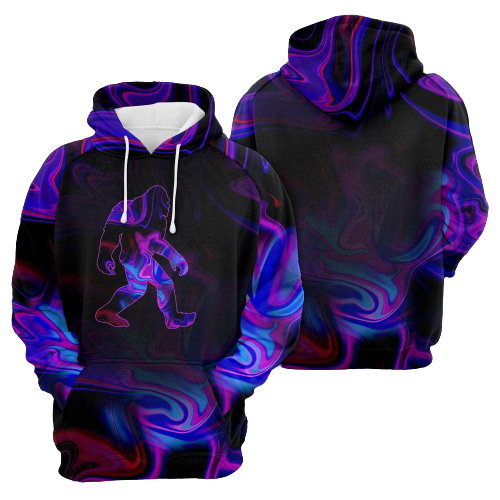 Unifinz Bigfoot Hoodie Hologram Bigfoot Blue Purple Hoodie Apparel Adult Unisex Full Print 2022