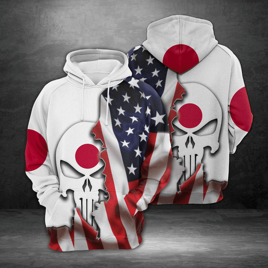  Japan Hoodie Japan Proud Japan Flag US Flag Red White Hoodie Adult Full Print