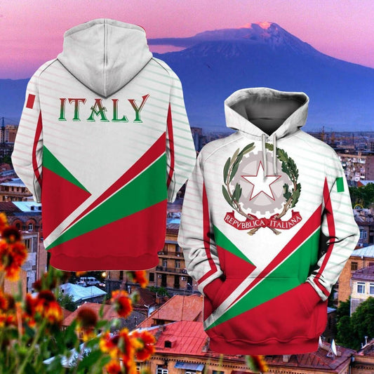  Italy Hoodie Italy Repubblica Italiana Gazzetta Ufficiale Green White Red Hoodie Apparel Adult Unisex Full Size