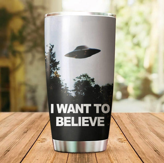 Unifinz UFO Tumbler Cup 20 oz I Want To Believe UFO 3D Tumbler 20 oz 2022