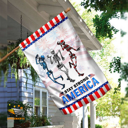 Unifinz Independence Day Flags Skull Dancing Stay Strong America 4th Of July Garden Flag 4th Of July House Flag 2022