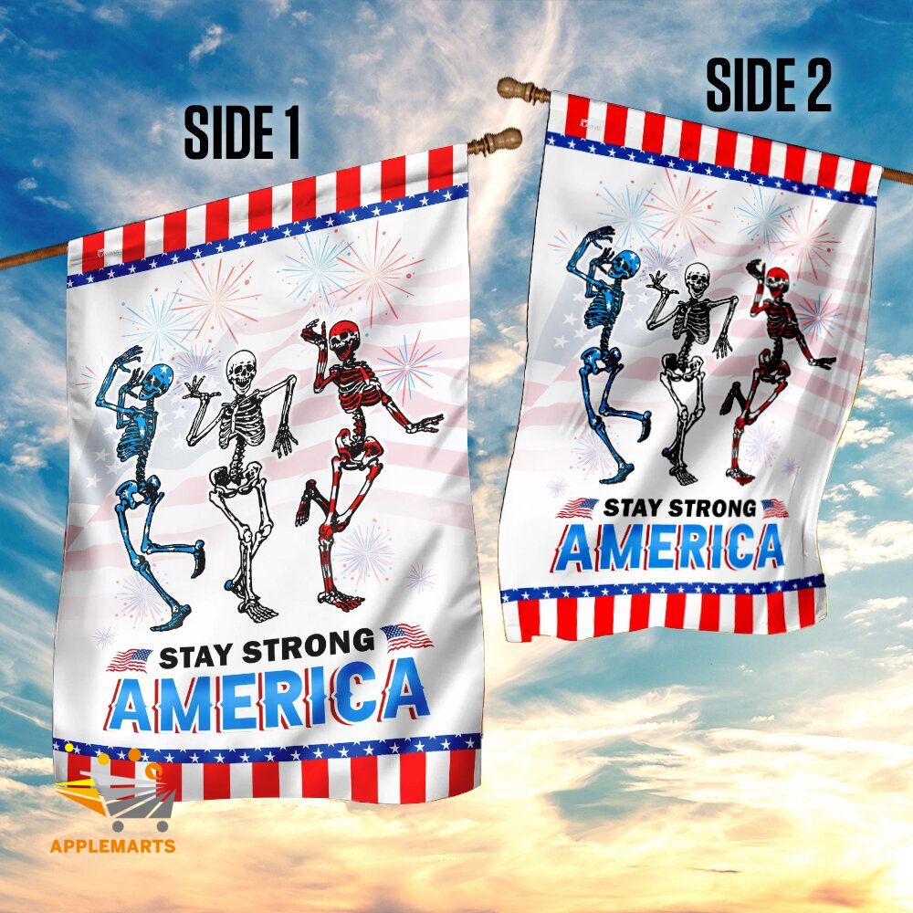 Unifinz Independence Day Flags Skull Dancing Stay Strong America 4th Of July Garden Flag 4th Of July House Flag 2022