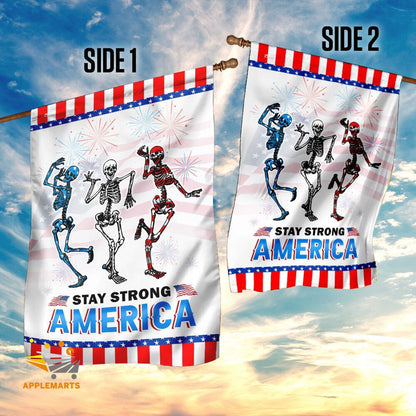 Unifinz Independence Day Flags Skull Dancing Stay Strong America 4th Of July Garden Flag 4th Of July House Flag 2022